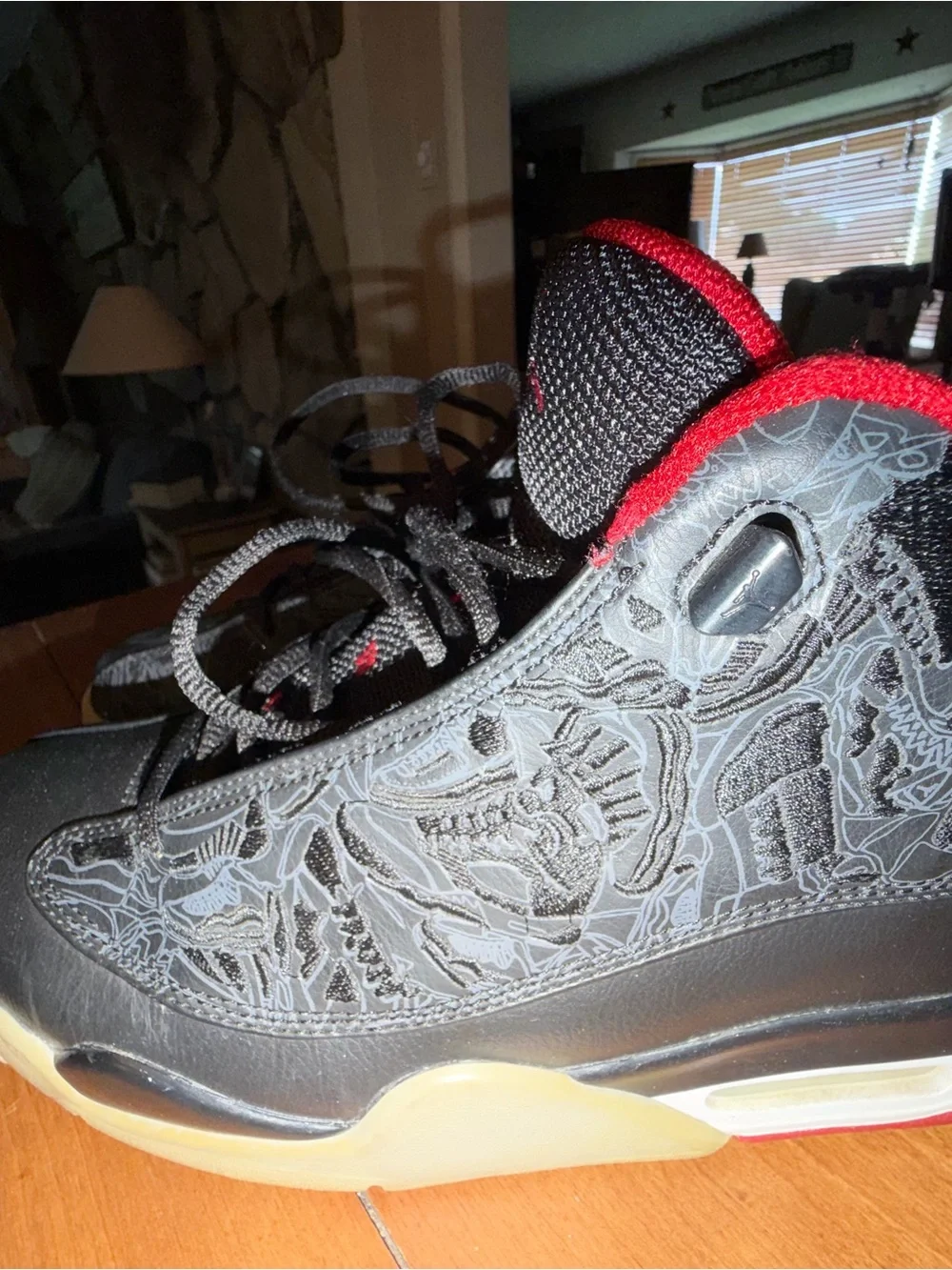 Jordan Black and Red Men's High-Top Athletic Sneakers